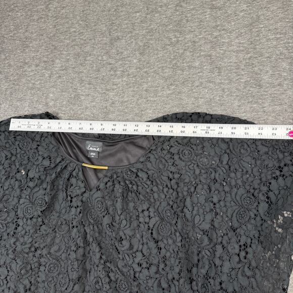 Whimsigoth Dark Fairycore 3X Batwing Lace Overlay Top Black Gold Accent - Picture 4 of 10